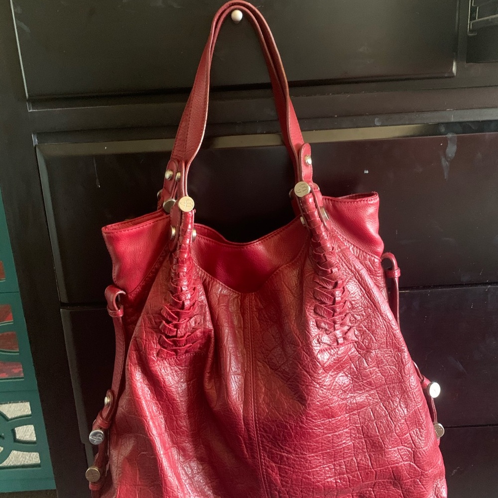 b. makowski dark red leather bag
